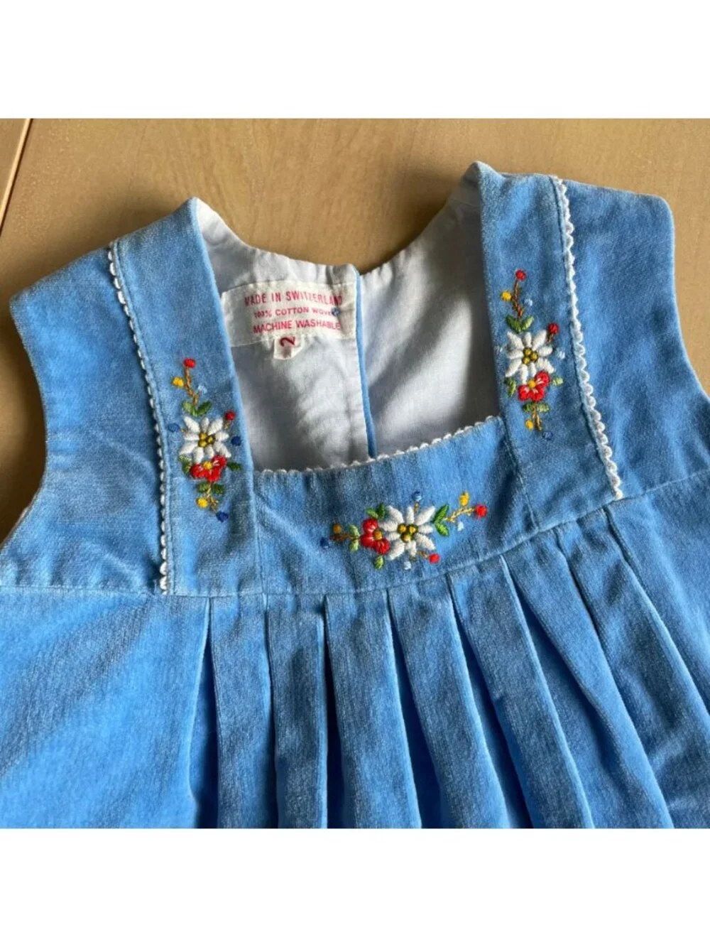 Vintage Rare Swiss 100% Woven Cotton Embroidered‎ Toddler Girl Tank Top - Size 2